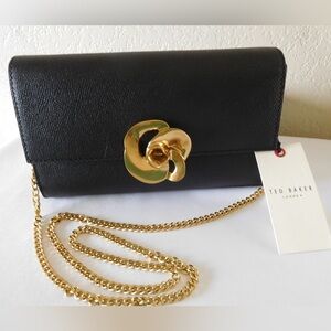 Ted Baker London Kira Rose clutch bag w/ Gold crossbody chain & hardware- NWT